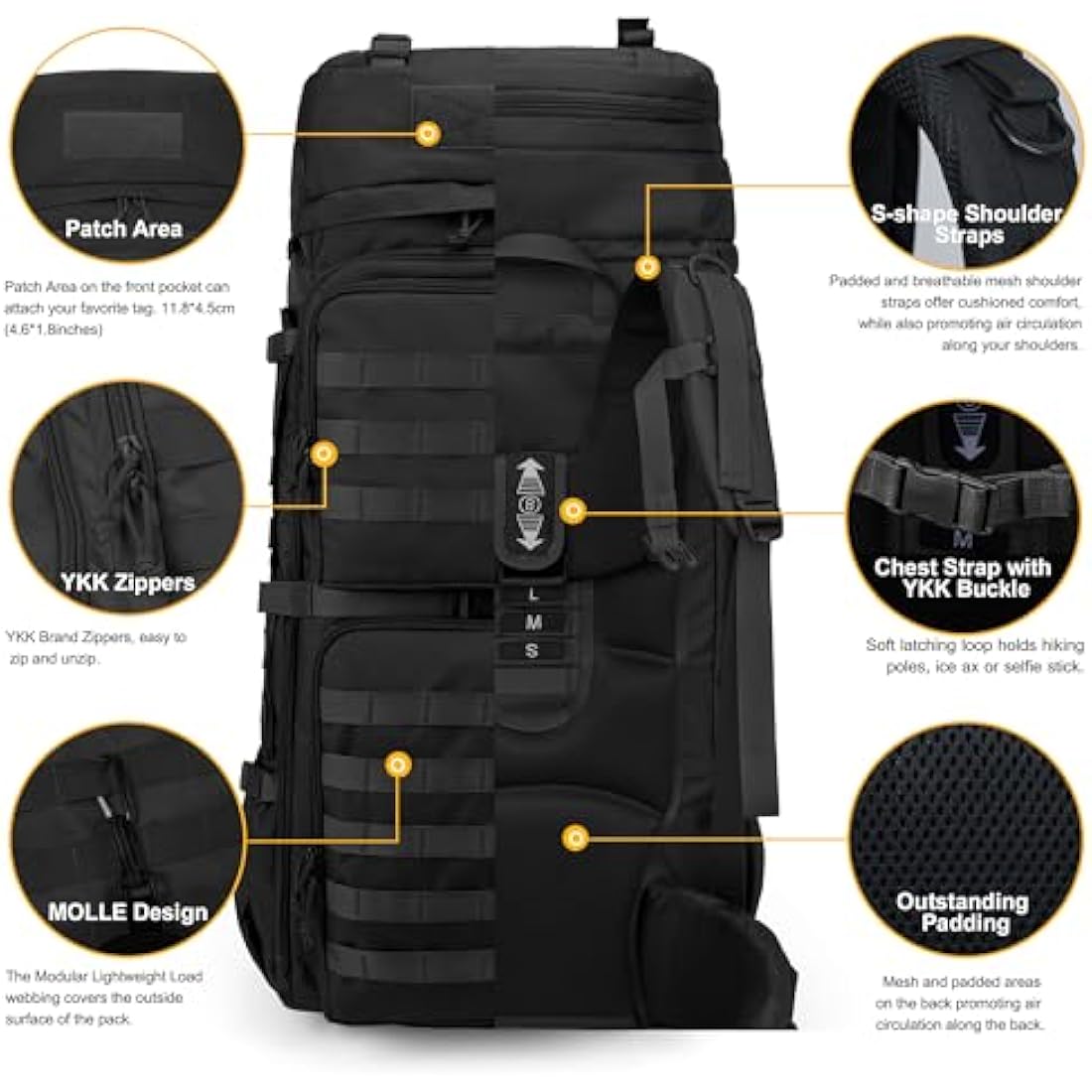 Mardingtop 75L Tactical Backpack | 600D Polyester Military Rucksack