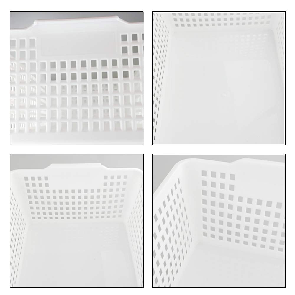 Fosly Large Rectangular Storage Basket Set of 4, White Plastic Basket Boxes - image 4