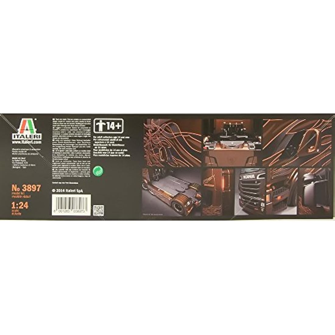 Italeri Scania R730 V8 Black Amber Model Truck Kit - 1:24 Scale
