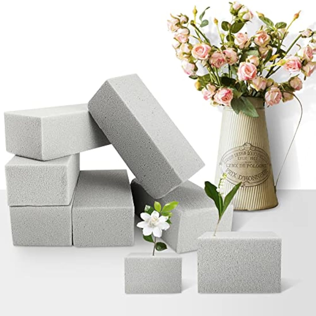 LOLYSIC Dry Floral Foam Blocks for Flower Arranging, 6 Pcs – Grey