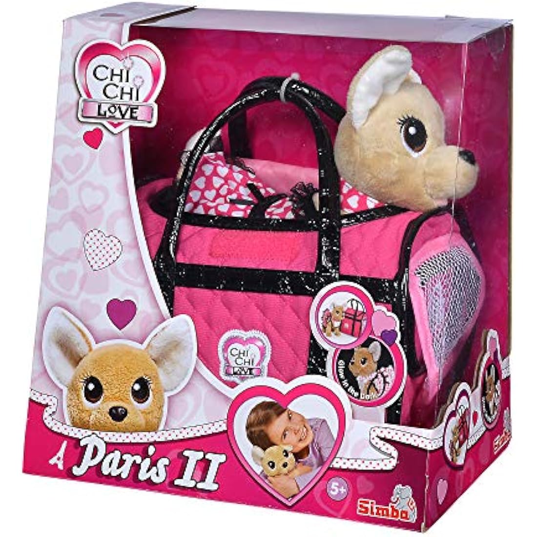 Simba Chi Chi Love Paris II Plush Dog Set - Glow in the Dark Toy