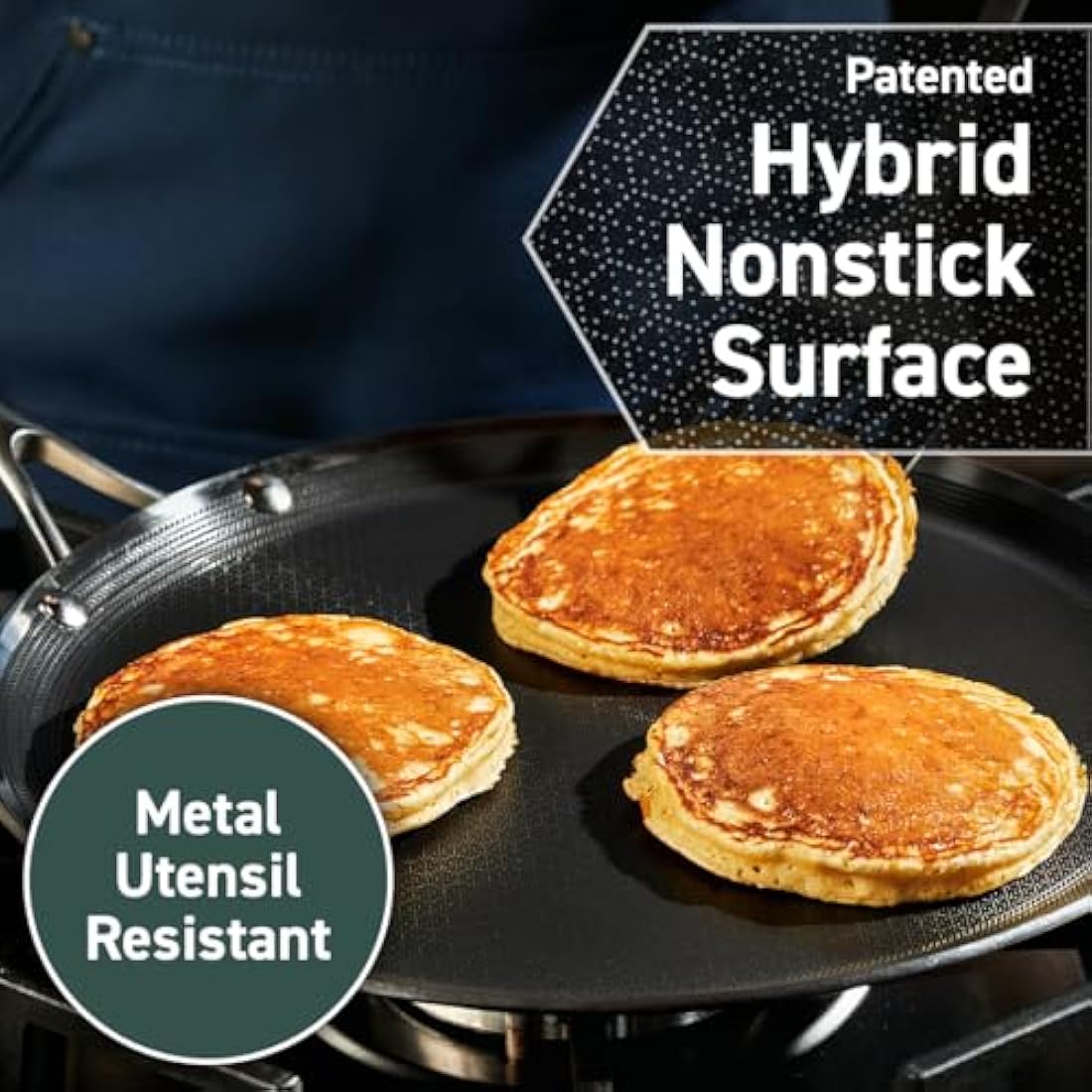 HexClad 30 cm Hybrid Stainless Steel Non-Stick Griddle Fry Pan