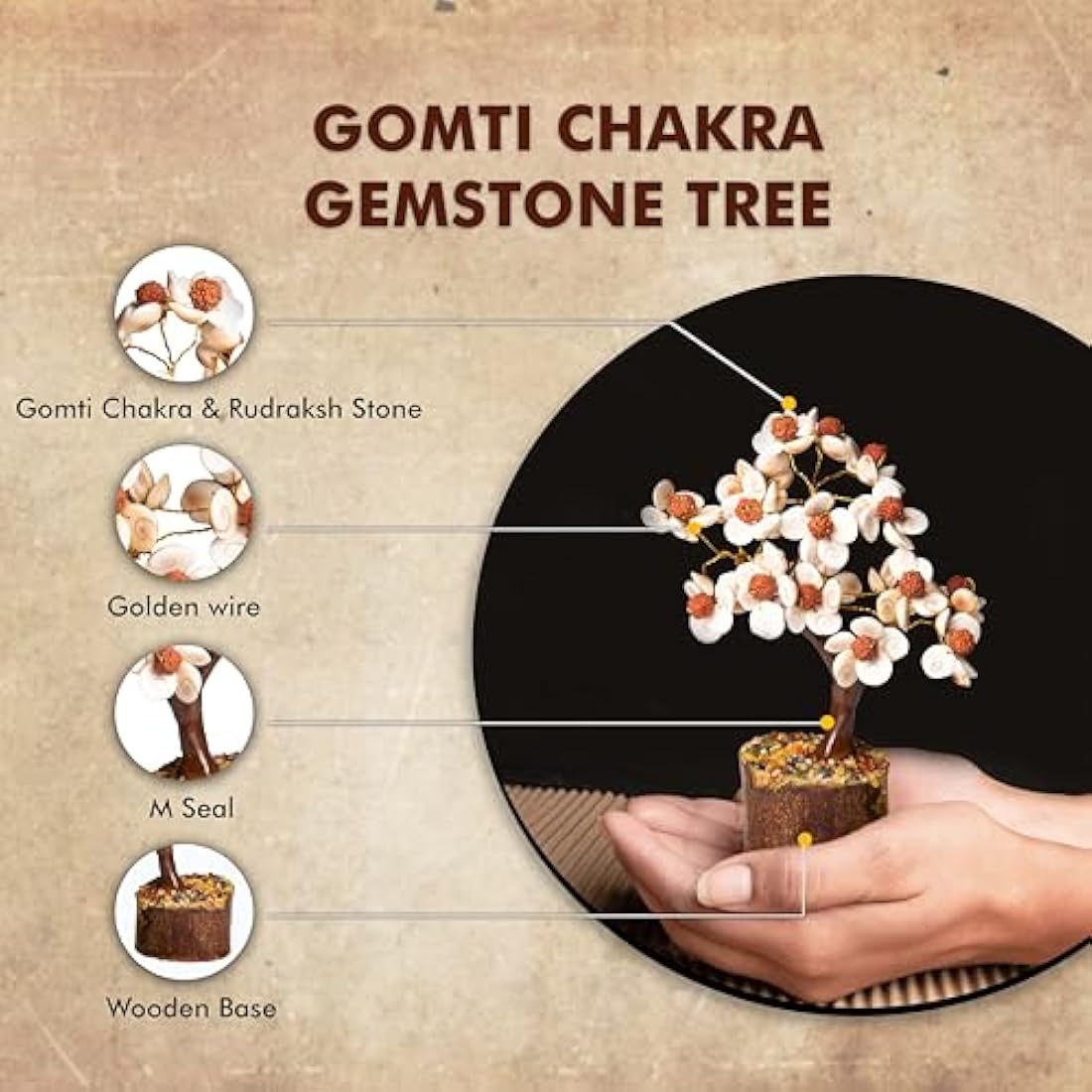 Gomti Chakra & Rudraksha Crystal Tree for Healing Decor