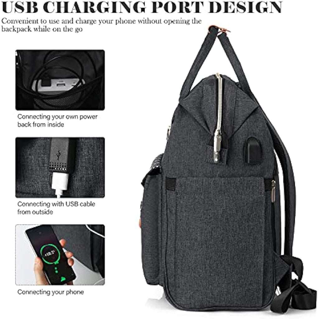 RJEU Laptop Backpack – 15.6 Inch Waterproof Anti-Theft Travel Bag, Black