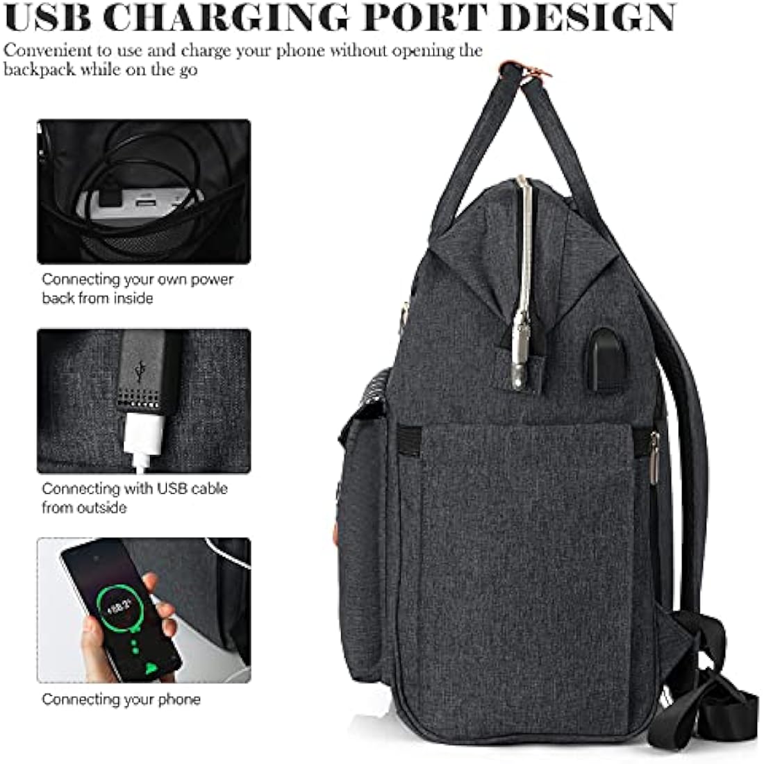 RJEU Laptop Backpack – 15.6 Inch Waterproof Anti-Theft Travel Bag, Black