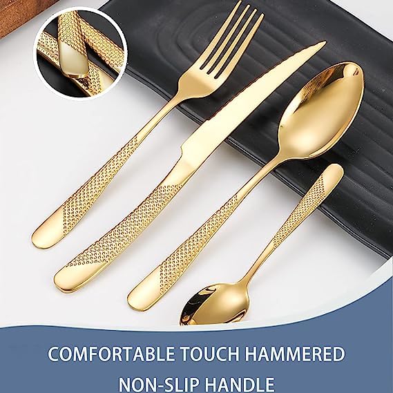 24-Piece Gold Silverware Set with Holder | Service for 6