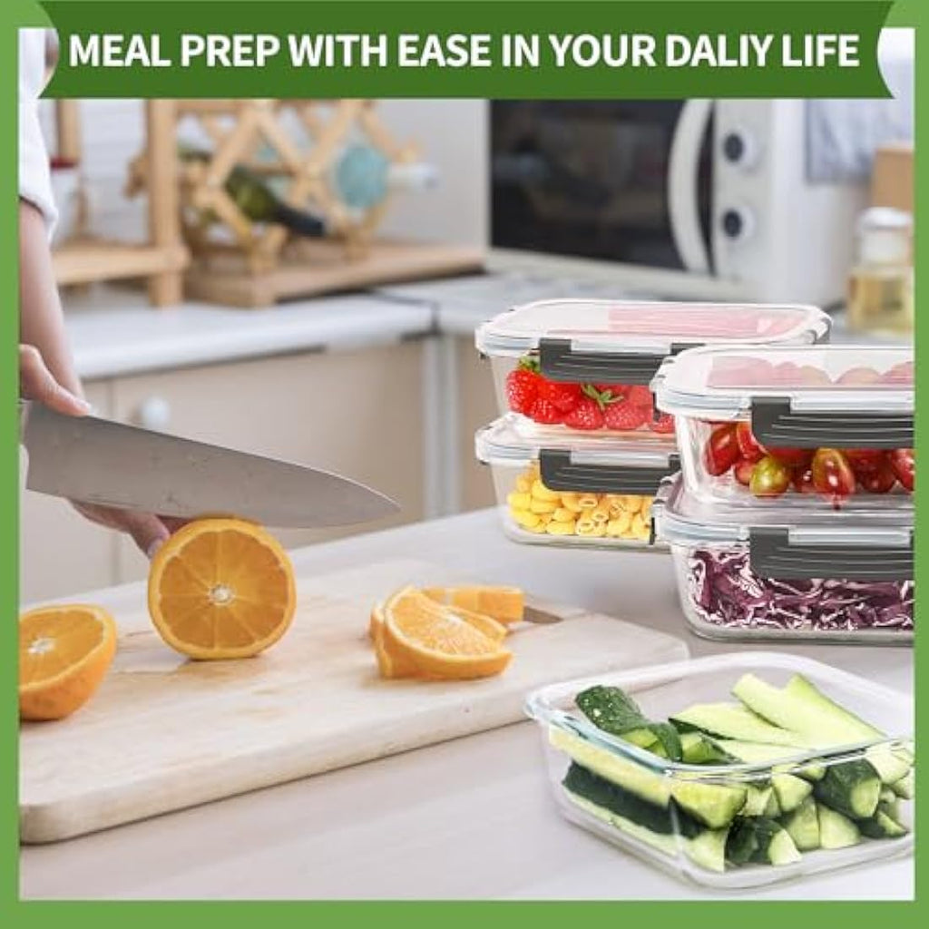 Skroam 5-Pack 36oz Glass Food Storage Containers | Airtight Meal Prep