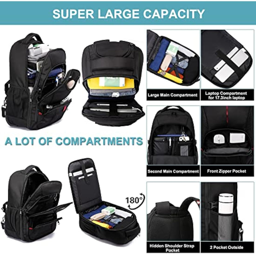 LIGSAN Rolling Laptop Backpack | 17-Inch Waterproof Travel Bag with Wheels