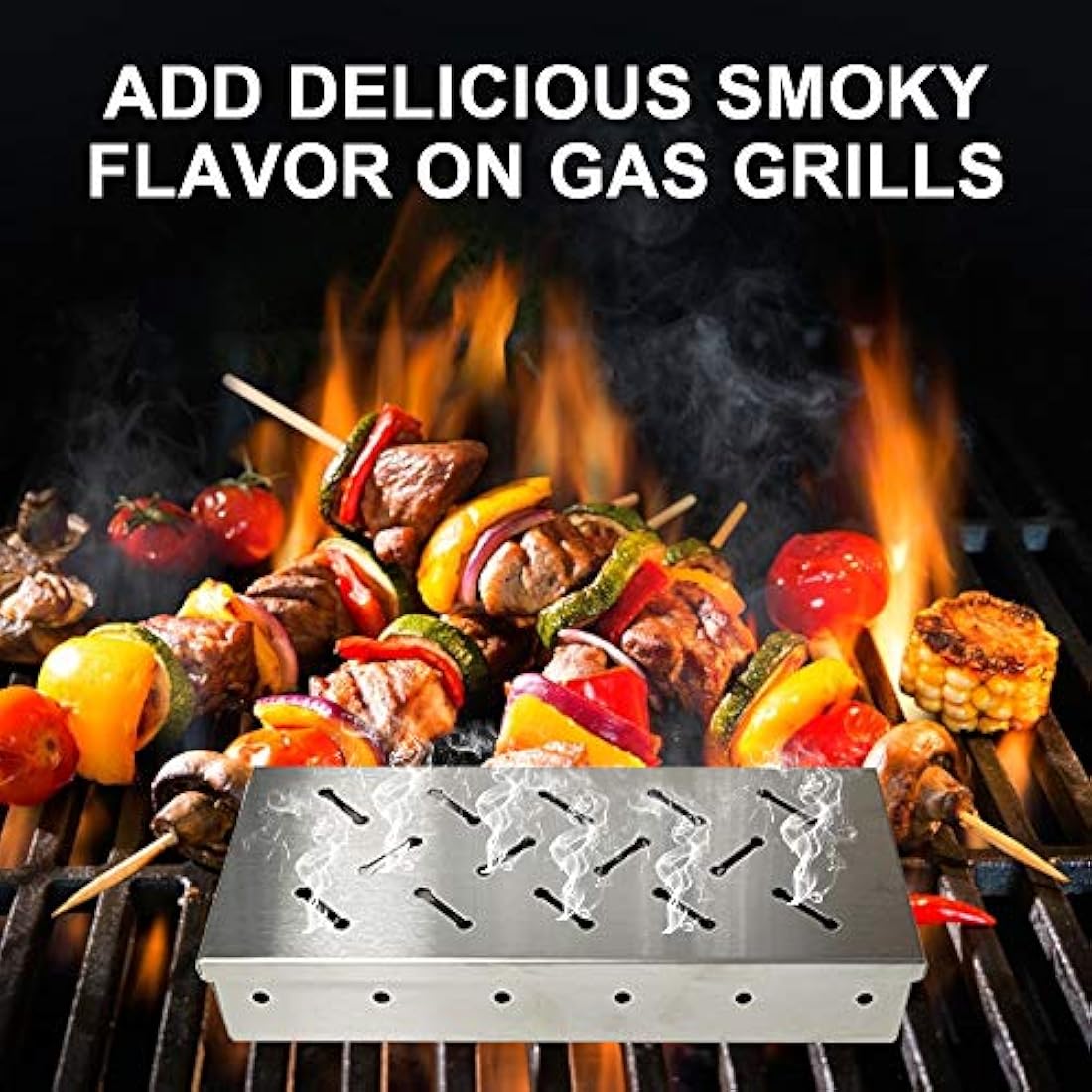 Stainless Steel Smoker Box for BBQ Grill Wood Chips