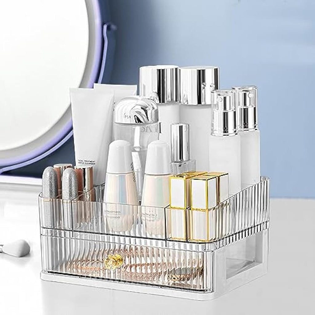 Jolof Store Clear Acrylic 2-Tier Makeup Organiser with Drawers