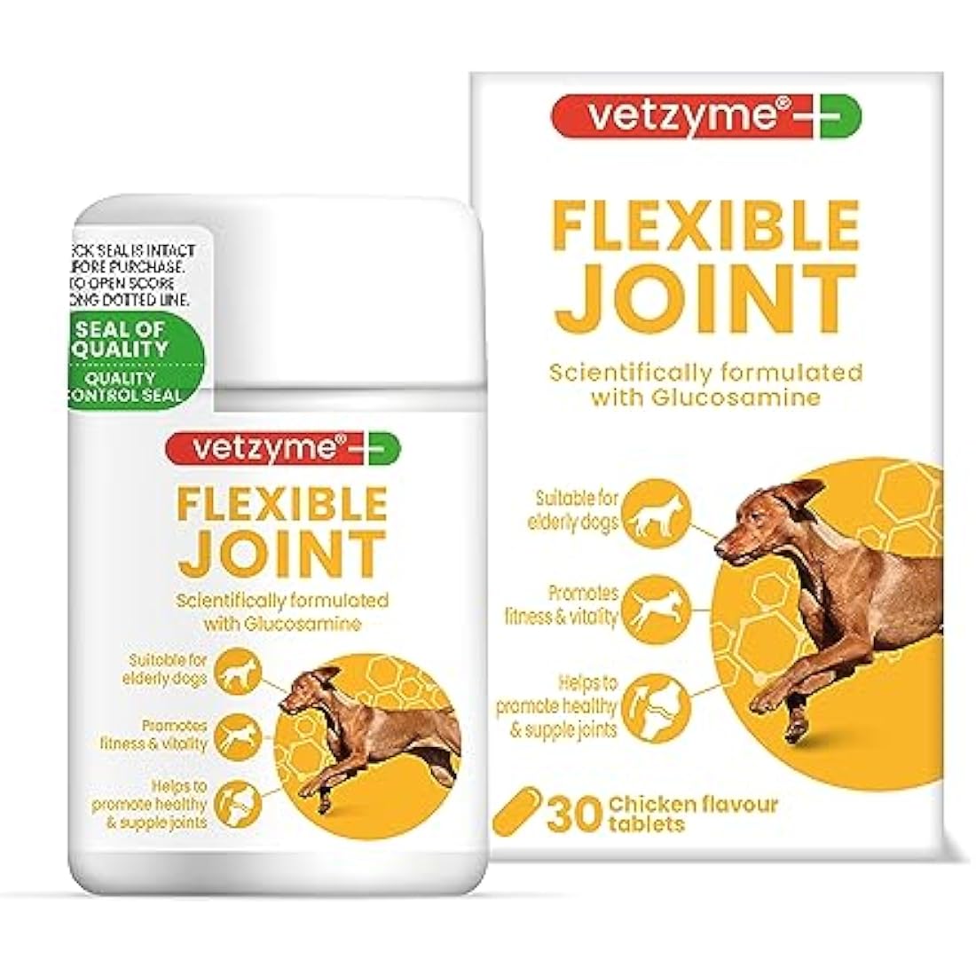 Vetzyme Dog Joint Supplements – Glucosamine & Chicken Tablets (30 Pack)