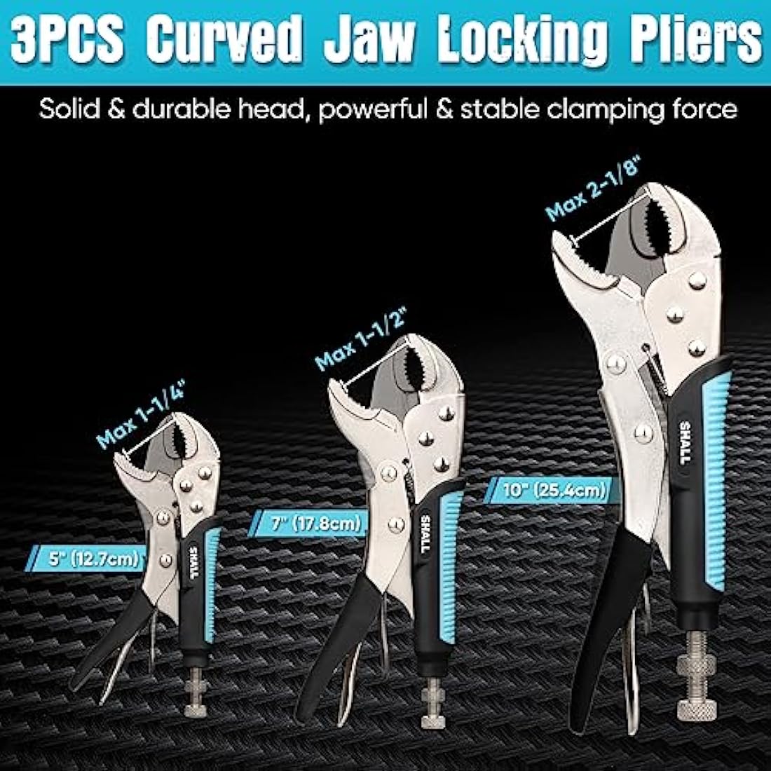 Shall 6-Piece Locking Pliers Set | Curved & Long Nose with Roll Up Pouch