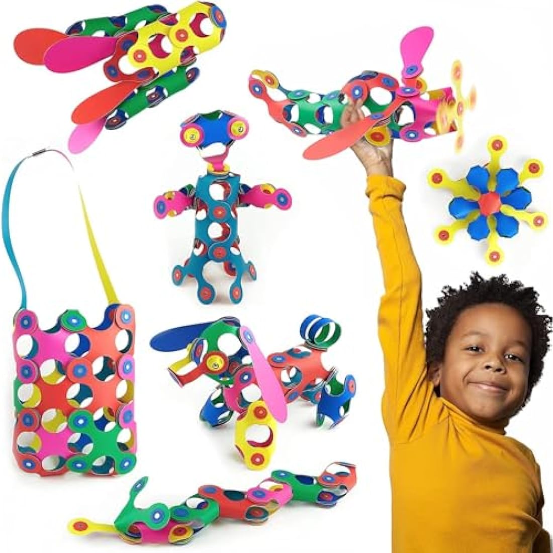 Clixo Rainbow 42 Piece Pack | Magnetic STEM Building Toy for Kids