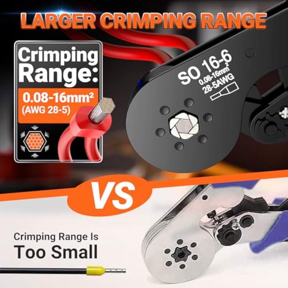 Preciva Ferrule Crimping Tool | 0.08-16mm² Ratchet Wire Crimper Pliers