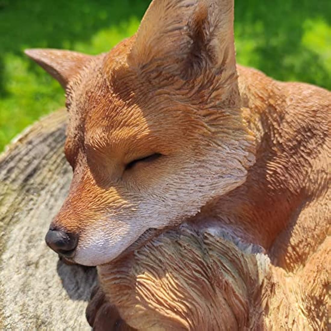 Vivid Arts Sleeping Fox Cub – Realistic Resin Garden Ornament Statue