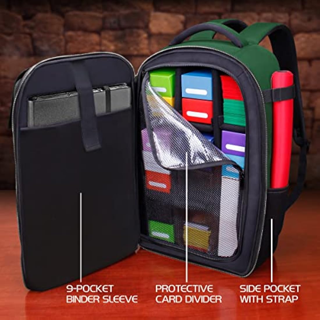 ENHANCE MTG Backpack – TCG Card Storage & Deck Box Case (Dragon Green)