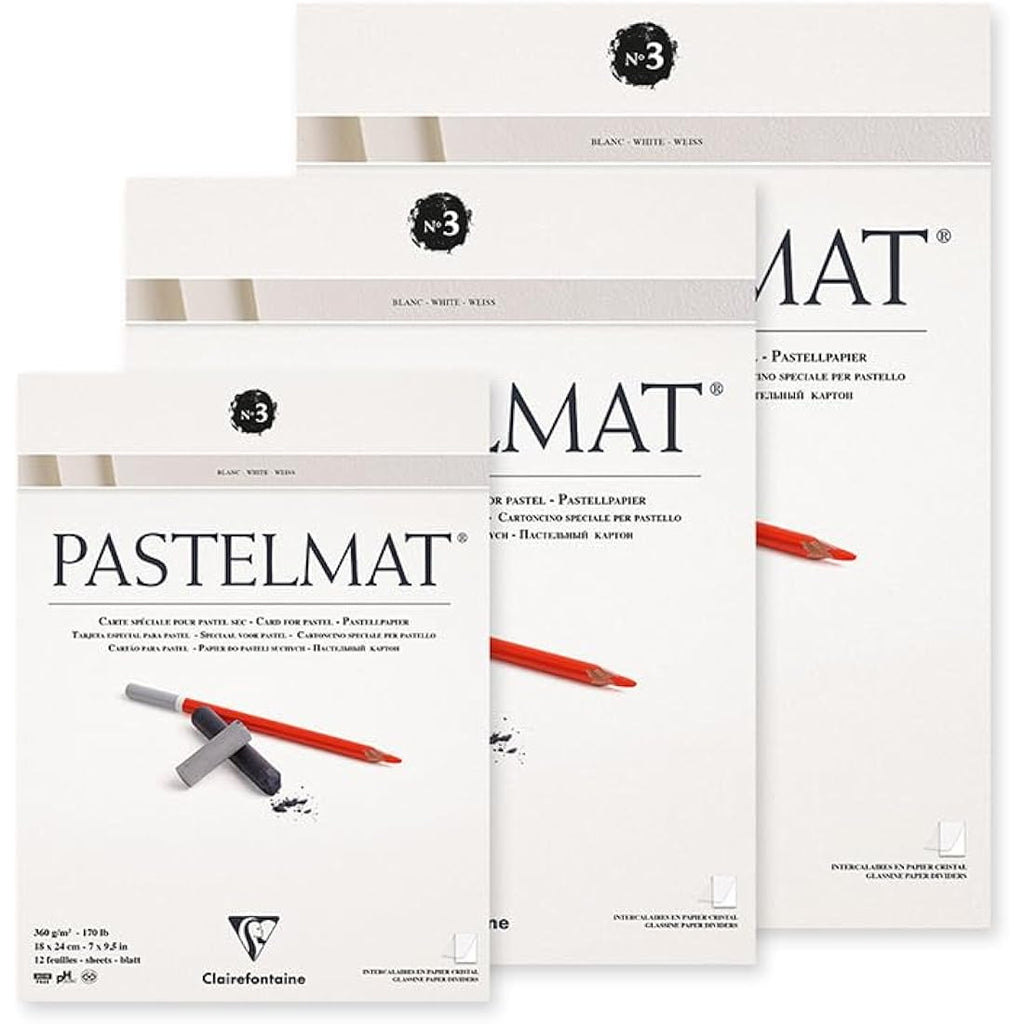 Clairefontaine Pastelmat Pad - White 360g Pastel Paper, 24x30cm, 12 Sheets