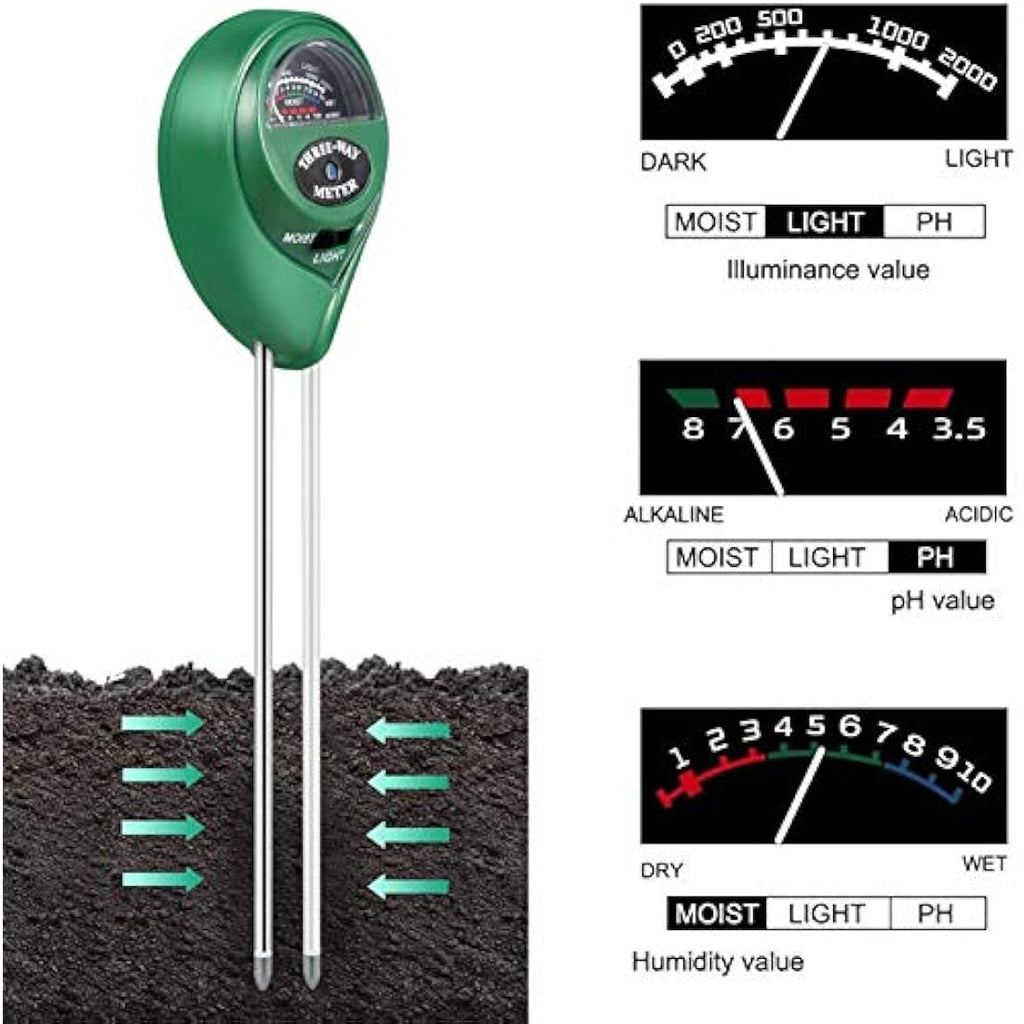 LIUNOVIP 3-in-1 Soil PH Meter | Moisture & Light Plant Tester Kit