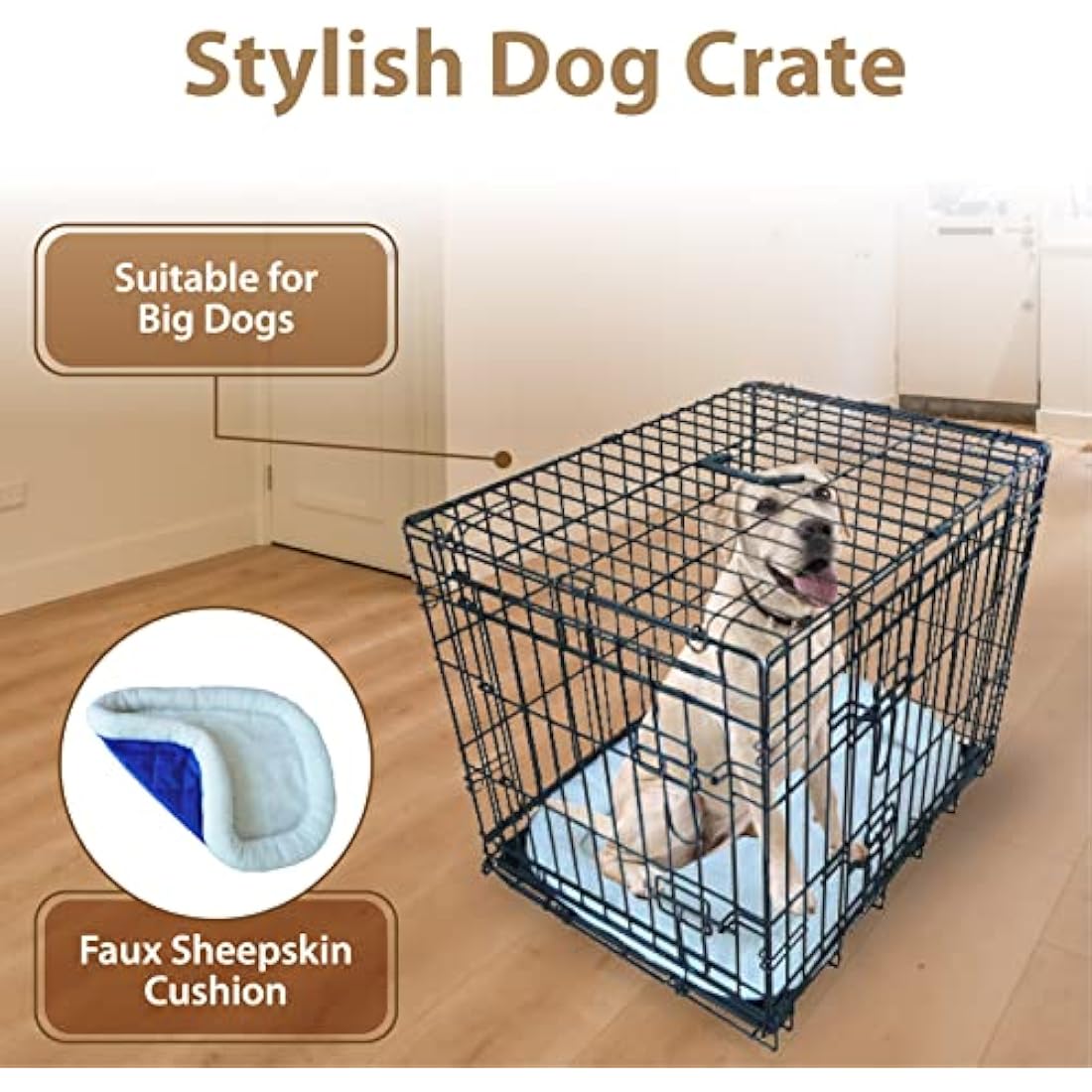 Ellie-Bo 24-inch Folding Dog Crate | 2-Door Metal Cage with Bed Mat
