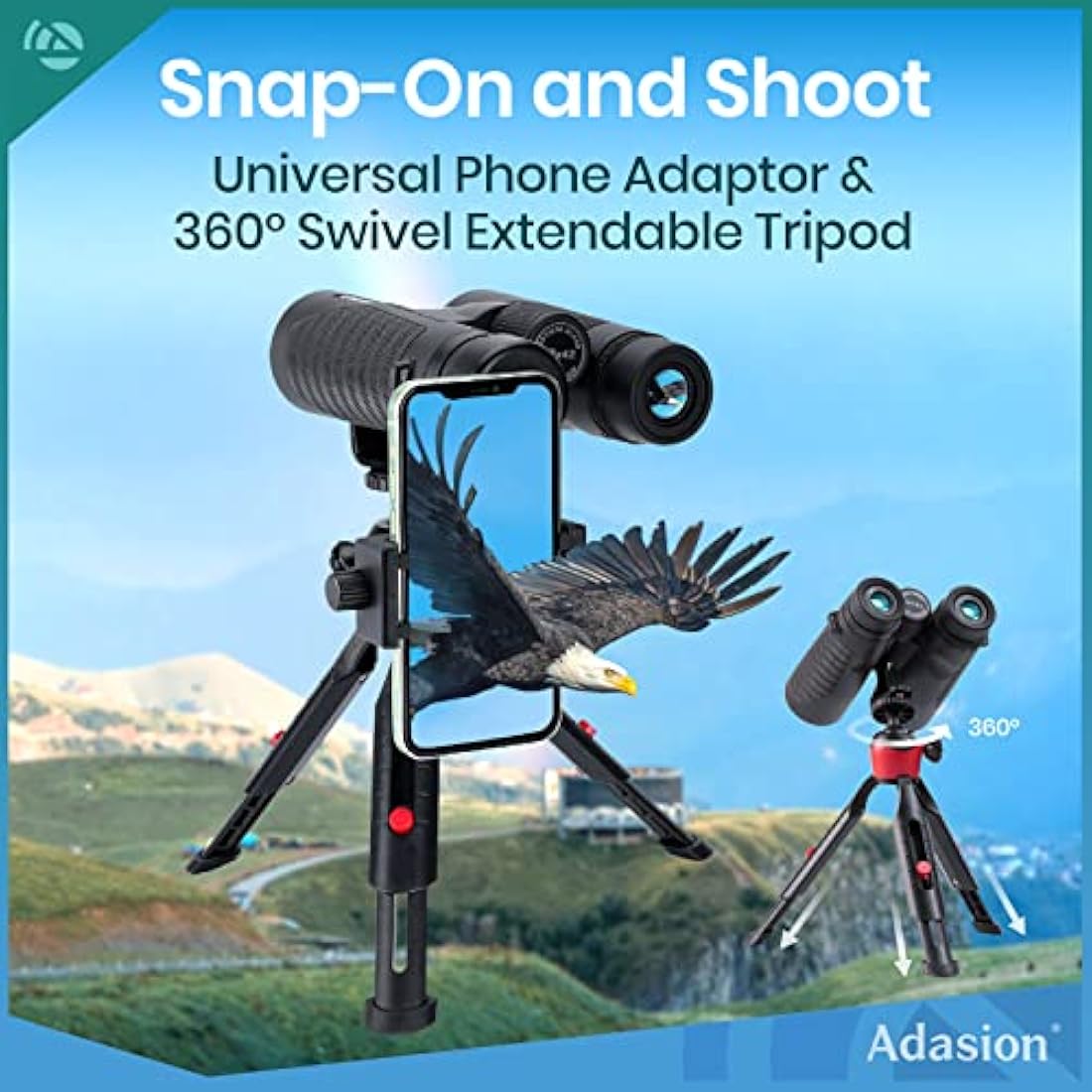 Adasion 12x42 HD Binoculars – High Power Waterproof Optics with Tripod