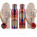 Craft Trade Printed Pure Copper Water Bottle - 1 Litre Leak Proof