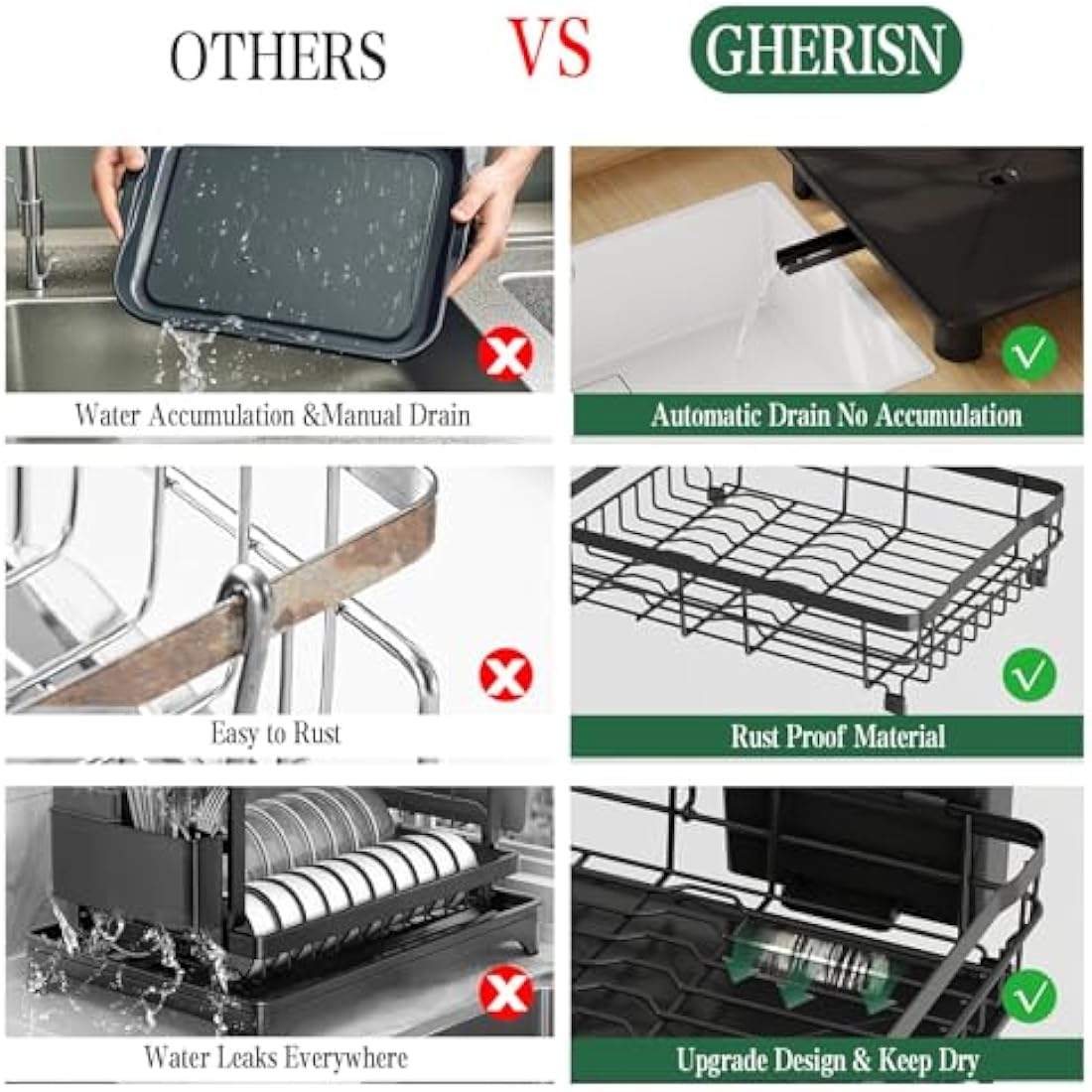 Jolof Store 2-Tier Stainless Steel Dish Drying Rack with Swivel Spout