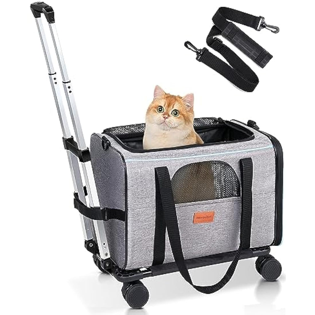 Morpilot Rolling Cat Carrier – Airline Approved Pet Travel Bag with Wheels
