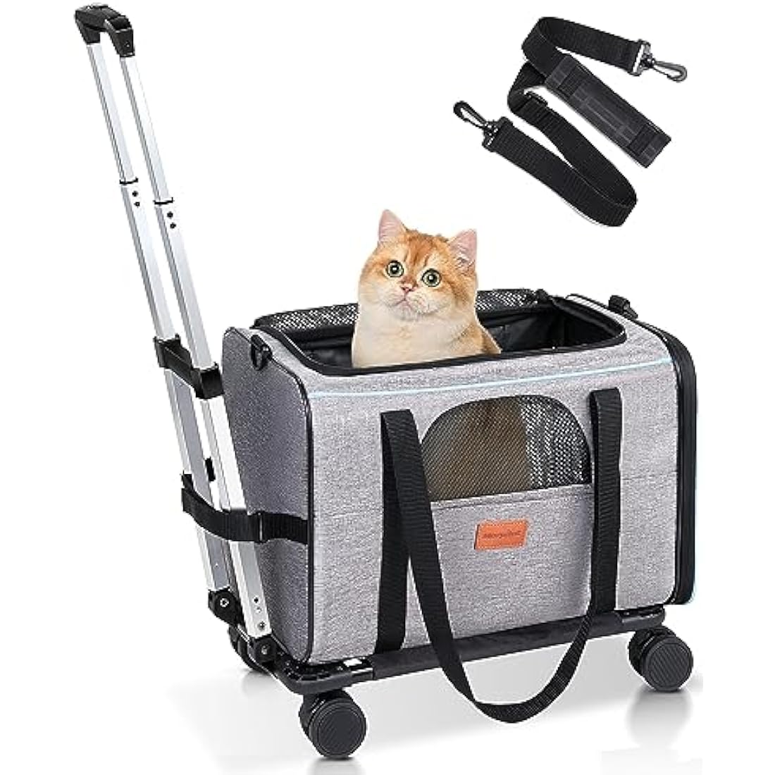 Morpilot Rolling Cat Carrier – Airline Approved Pet Travel Bag with Wheels