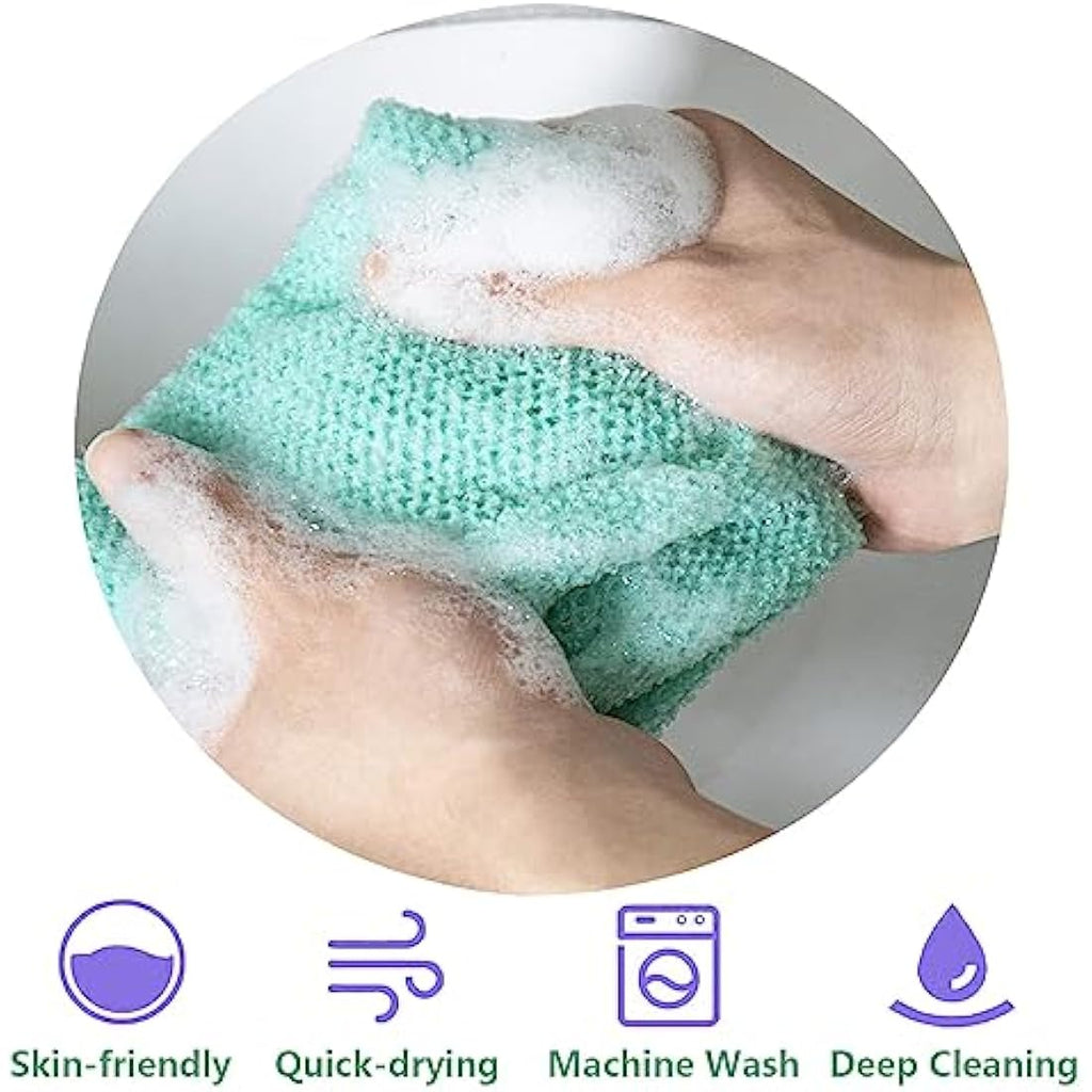 TENQUAN African Exfoliating Net Bath Sponge - 3 Pack Nylon Body Scrubber