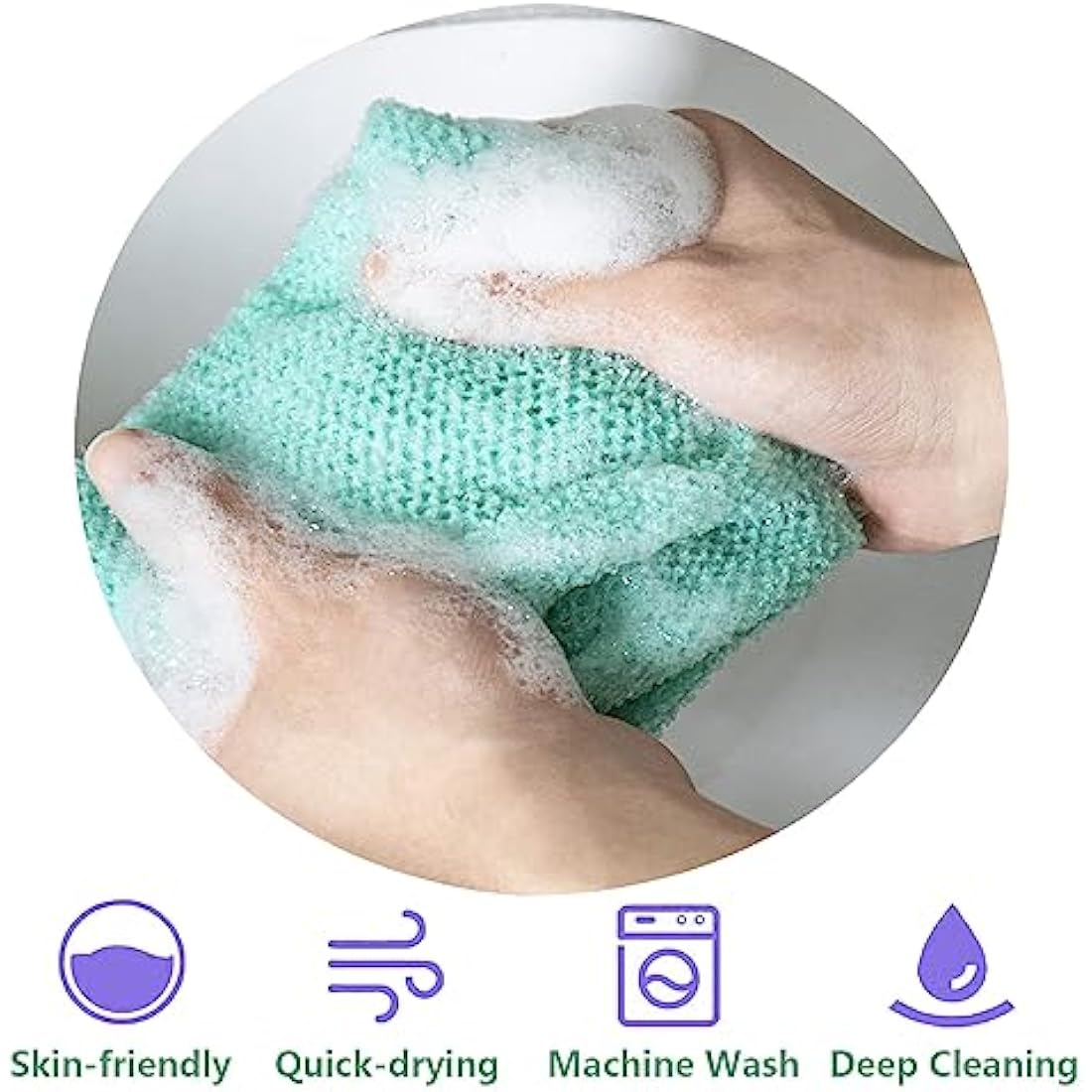 TENQUAN African Exfoliating Net Bath Sponge - 3 Pack Nylon Body Scrubber