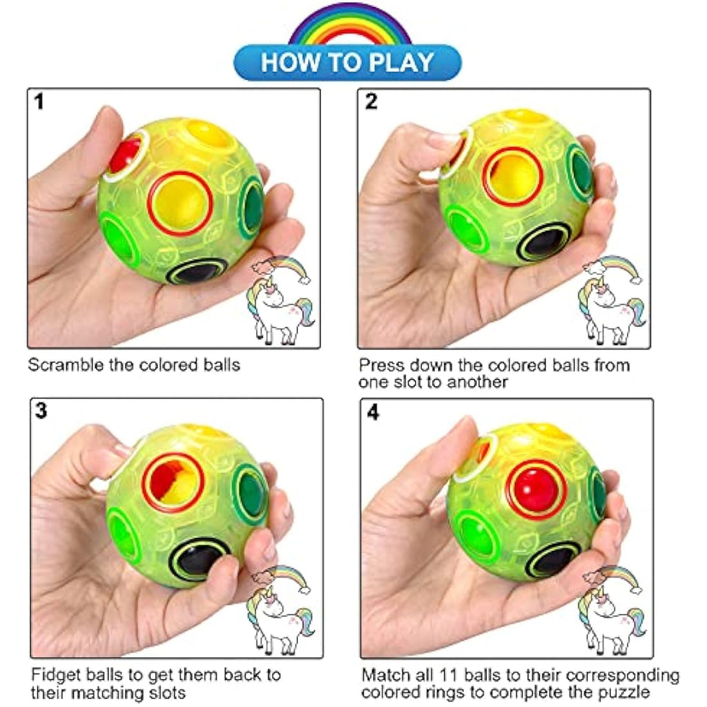 Vdealen Magic Rainbow Puzzle Ball – 3D Fidget Brain Teaser Toy (3 Pack)