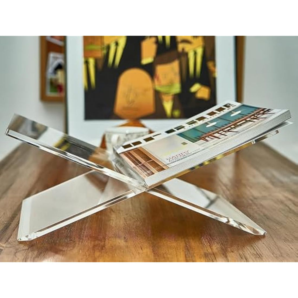 Clear Acrylic Book Stand – Large Cross Frame Display Holder