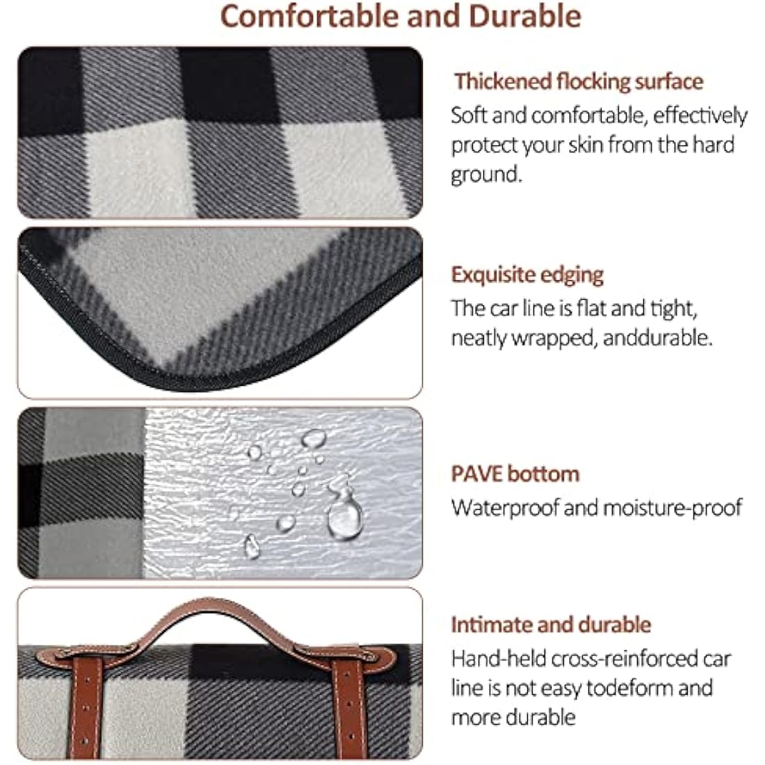 ACTIVE FOREVER Picnic Blanket – 200x200cm Waterproof Velvet Outdoor Mat