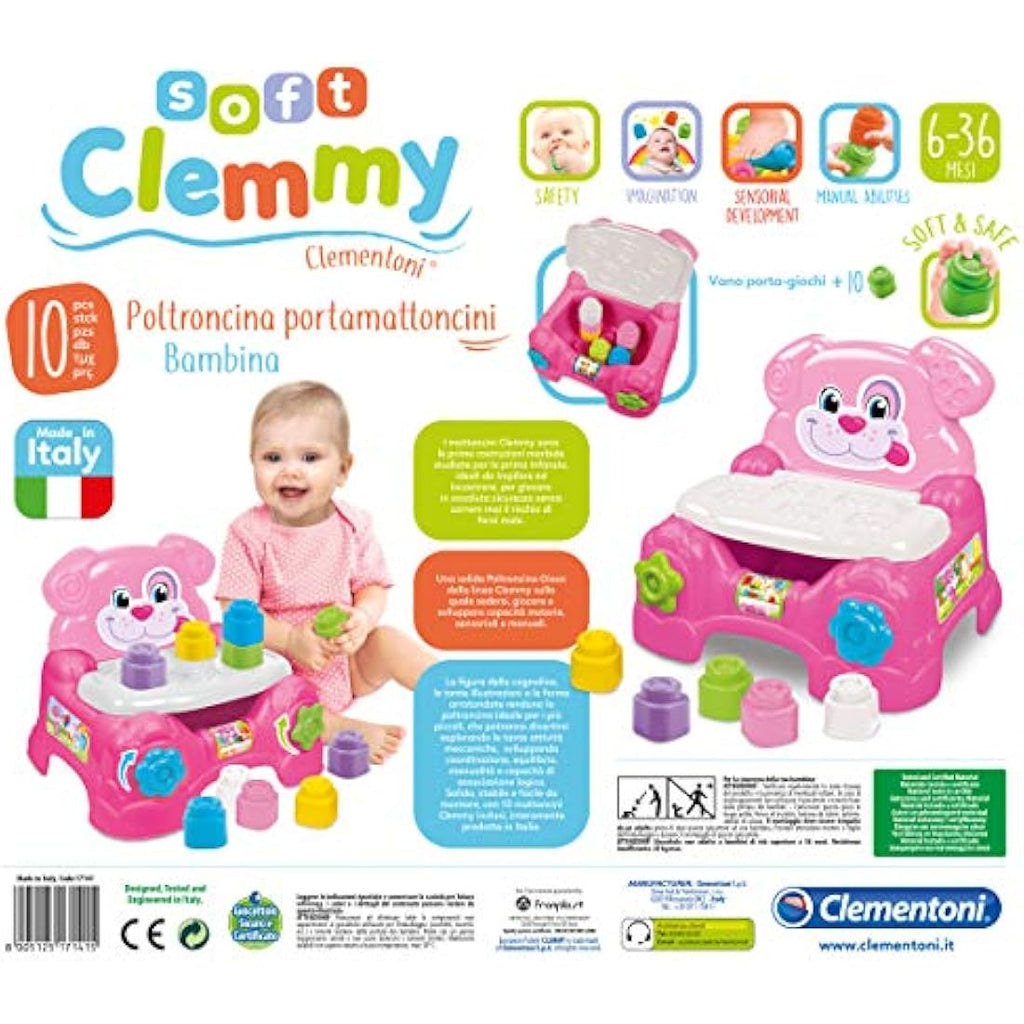 Clementoni Clemmy Baby Dog Armchair – Soft Sensory Toy Bricks Set