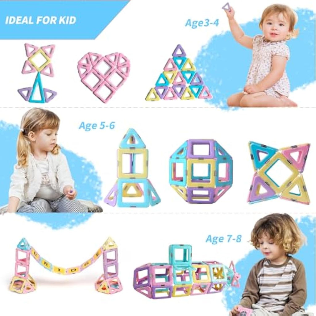 Magblock Magnetic Tiles STEM Building Blocks Set for Kids - 90 PCS
