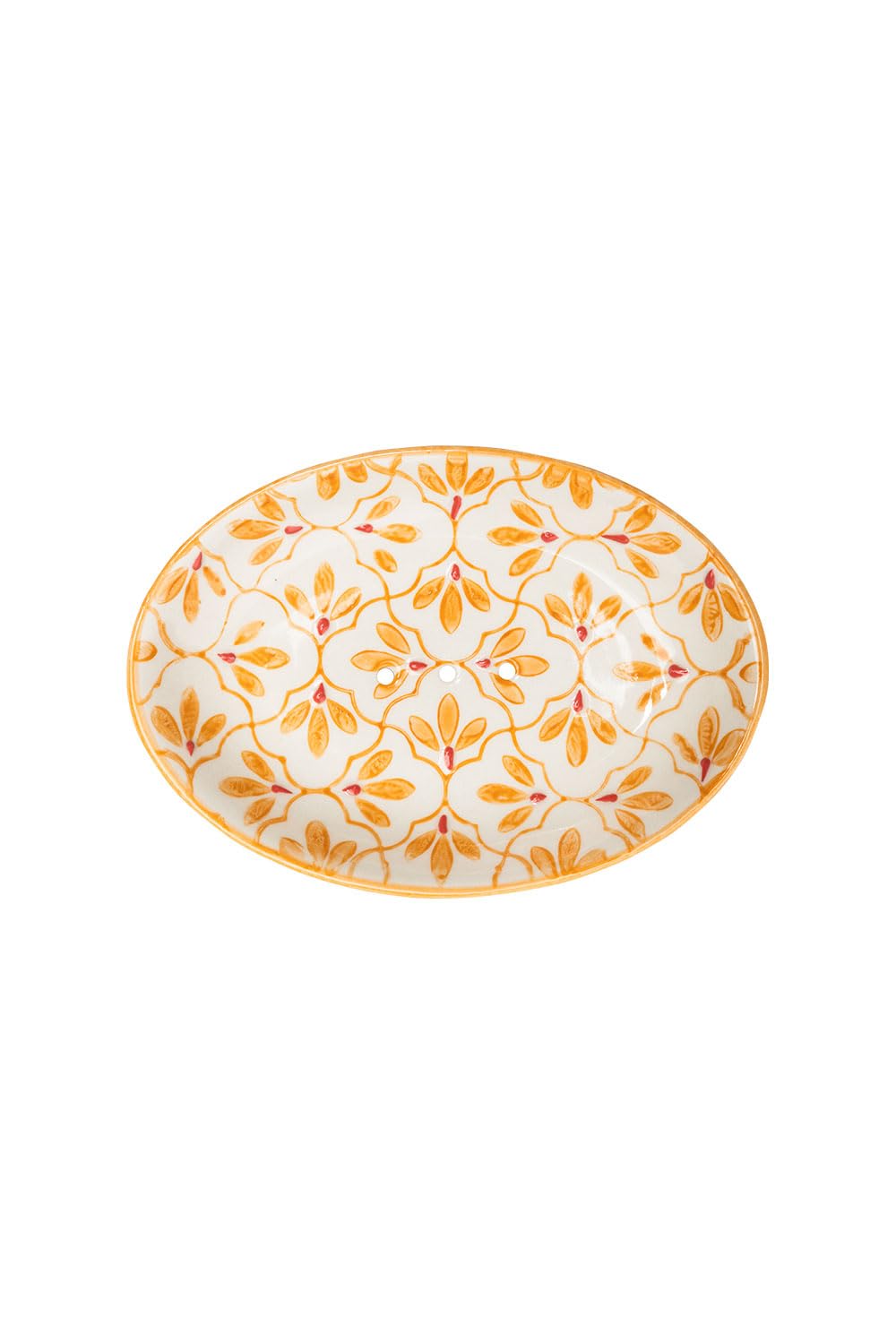 Floral Oval Stoneware Soap Dish with Drainage Holes