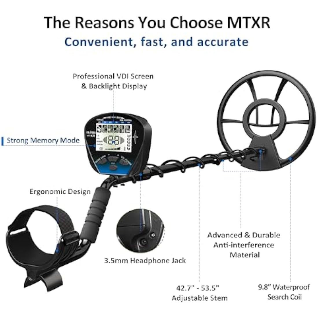 DR.ÖTEK Professional Metal Detector – IP68 Waterproof with LCD Display