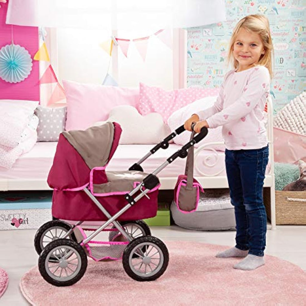 Bayer Design Trendy Dolls Pram – Foldable Stroller with Adjustable Handle