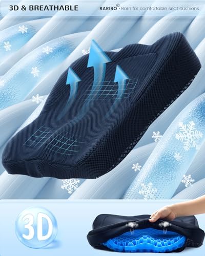 RARIRO Gel Seat Cushion – Ergonomic Honeycomb Coccyx Support for Office