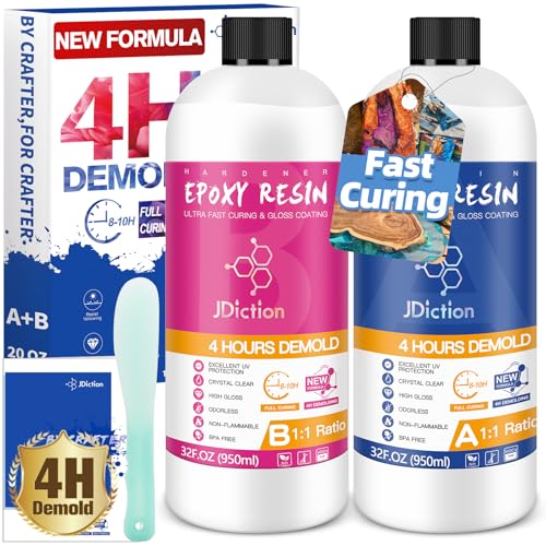 JDiction Fast Curing Epoxy Resin Kit | 64oz Crystal Clear 4H Demold
