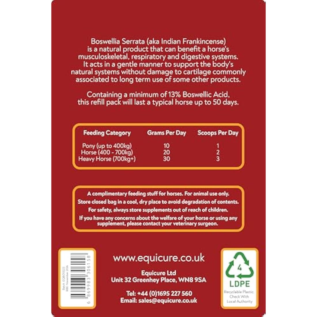 Equicure Boswellia Serrata Powder - Natural Horse Joint Supplement (1KG)