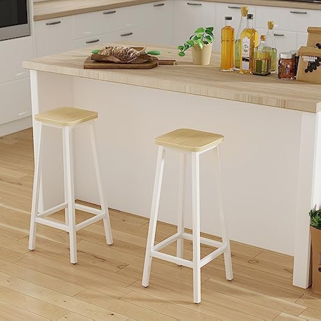 YMYNY Industrial Bar Stools Set of 2 - 70CM Tall Kitchen Breakfast Stools