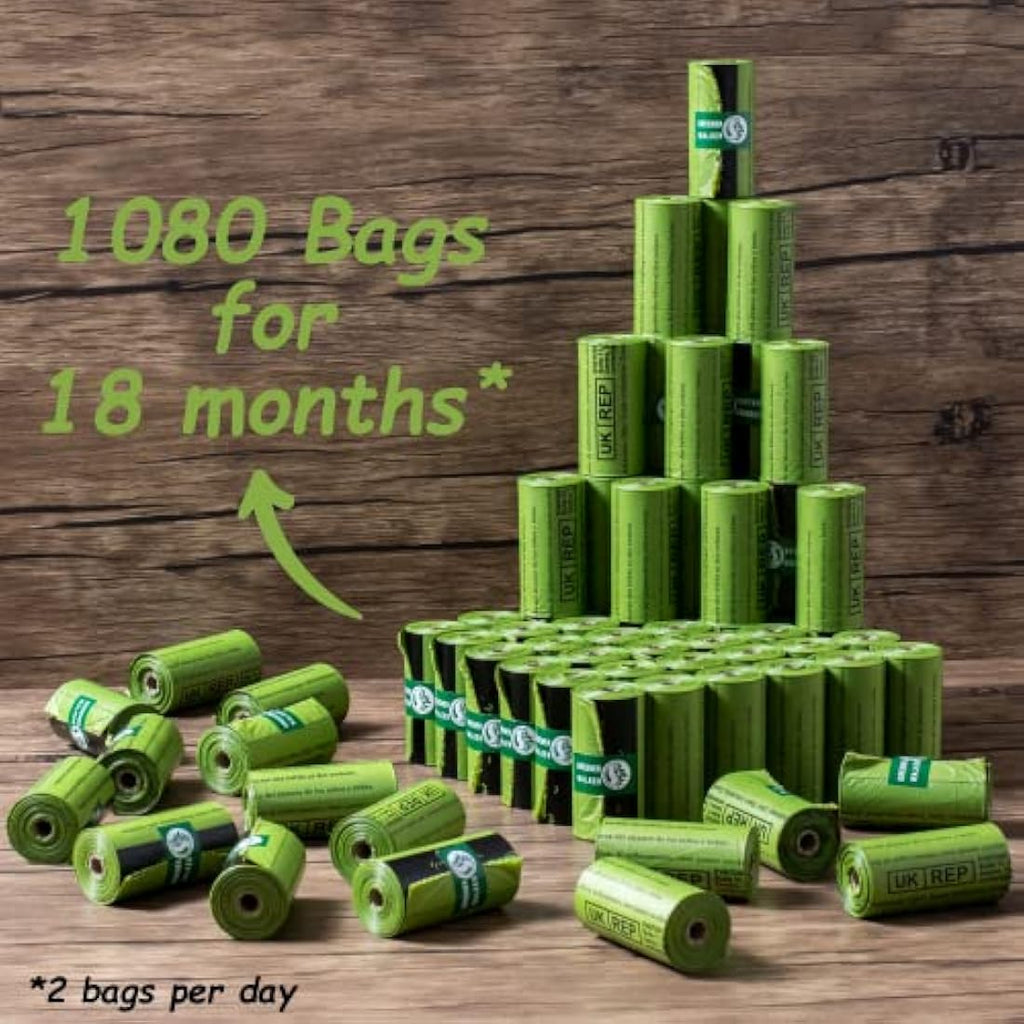 Greener Walker Dog Waste Bags | 1080 Leak-Proof Extra Thick Poop Bags