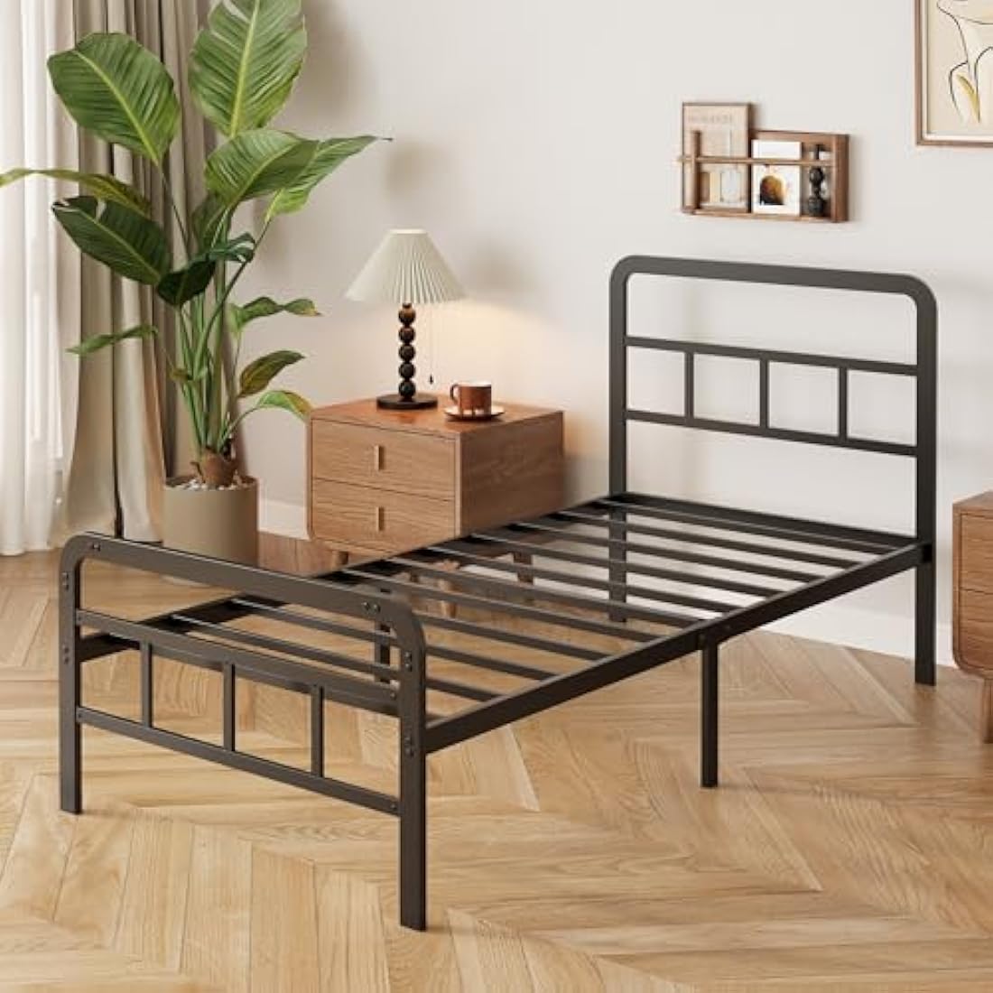 Yicensen Small Single Metal Bed Frame – Black Platform Bed 75x190cm