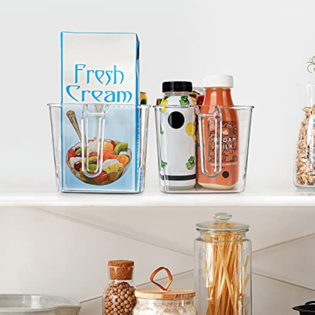 Kurtzy Clear Plastic Fridge and Pantry Storage Bins with Handles - 4 Pack