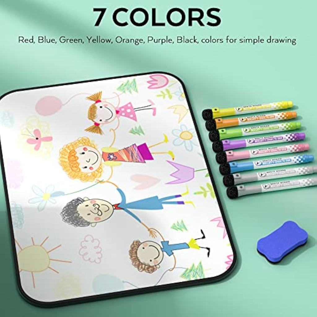 Nicpro Magnetic Dry Erase Whiteboard A3 | Double Sided Board with 8 Pens