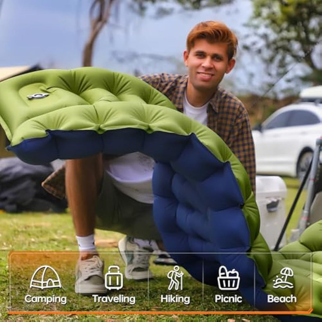 Yuzonc Ultralight Inflatable Camping Sleeping Pad with Built-in Foot Pump