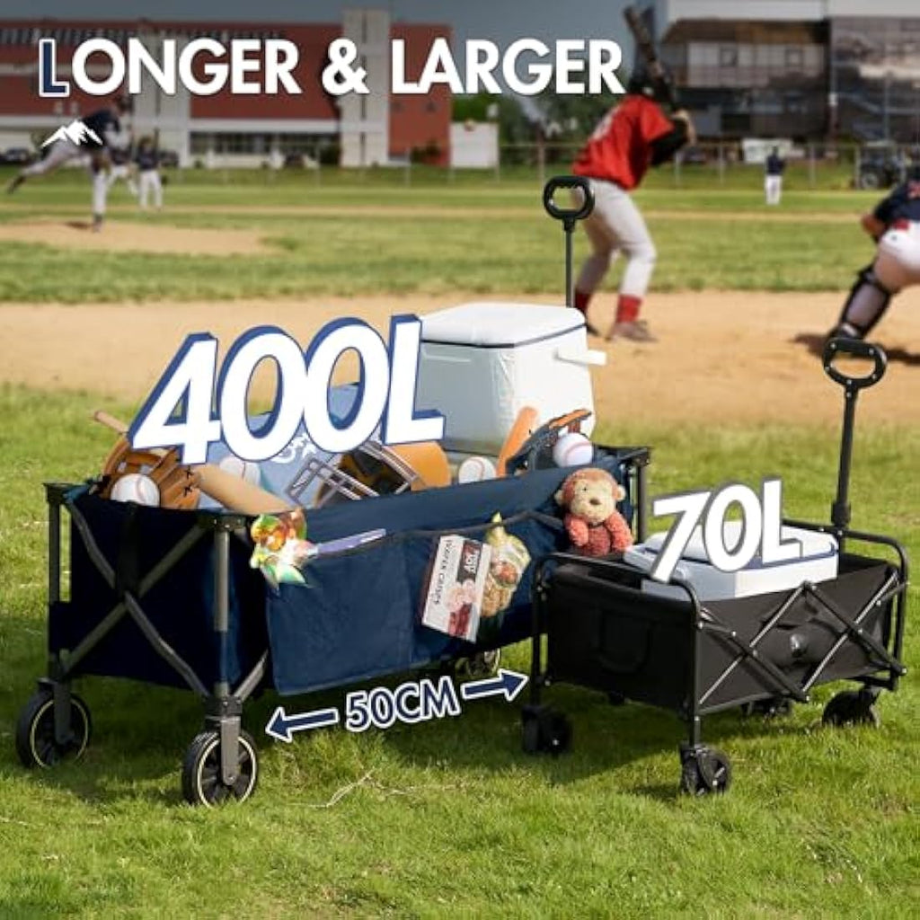 Portal 400L Heavy Duty Camping Trolley – 130cm Extended Folding Beach Wagon