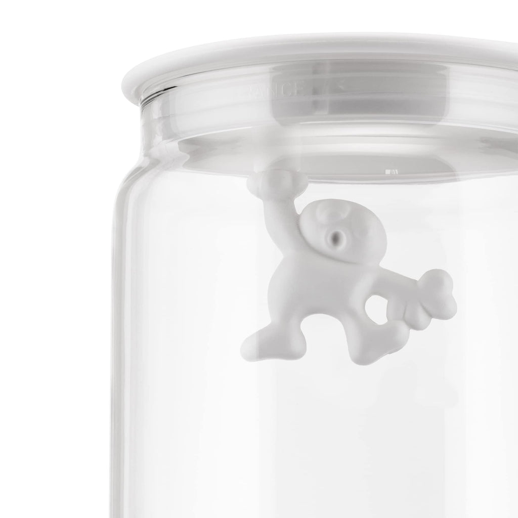Alessi Gianni Glass Kitchen Jar – Extra Large 2000ml Hermetic Box, White