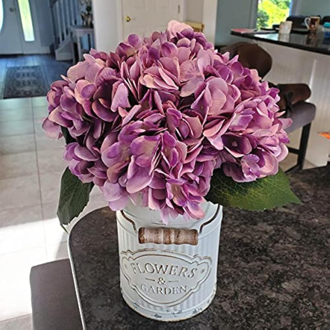 6Pcs Silk Hydrangea Artificial Flowers - Purple Bouquet